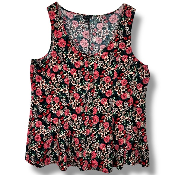 torrid Tops - Torrid Black Pink Floral Sleeveless Button Scoop Neck Shirt Blouse Top sz 1 | 1X
